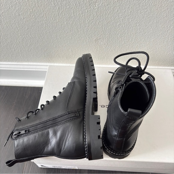 Vince Cabria Lug Black Leather Boots Water Repellent 5.5M - Picture 3 of 5